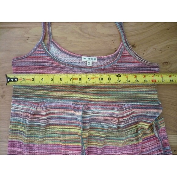 Earthbound Trading Company XL Cami Top Rainbow Striped Flowy Boho Hippie Fairy - Picture 15 of 16